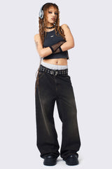 Echo Black Overdye Baggy Jeans
