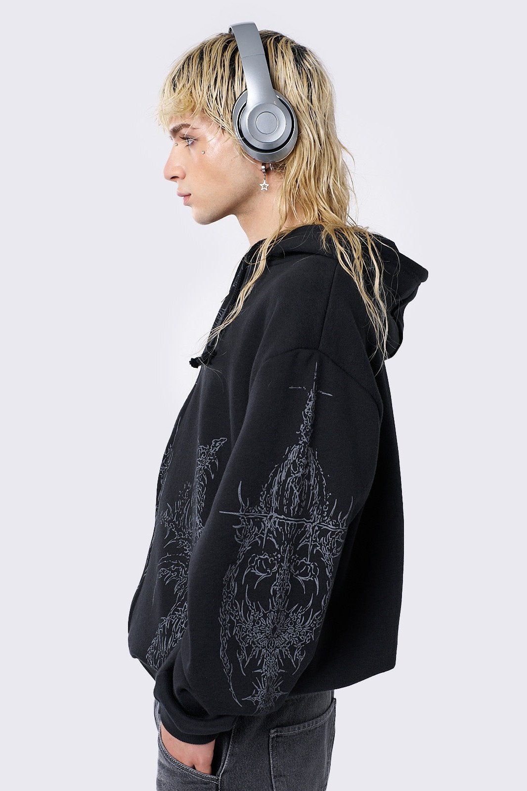 Enigmatic Black Zip Up Hoodie