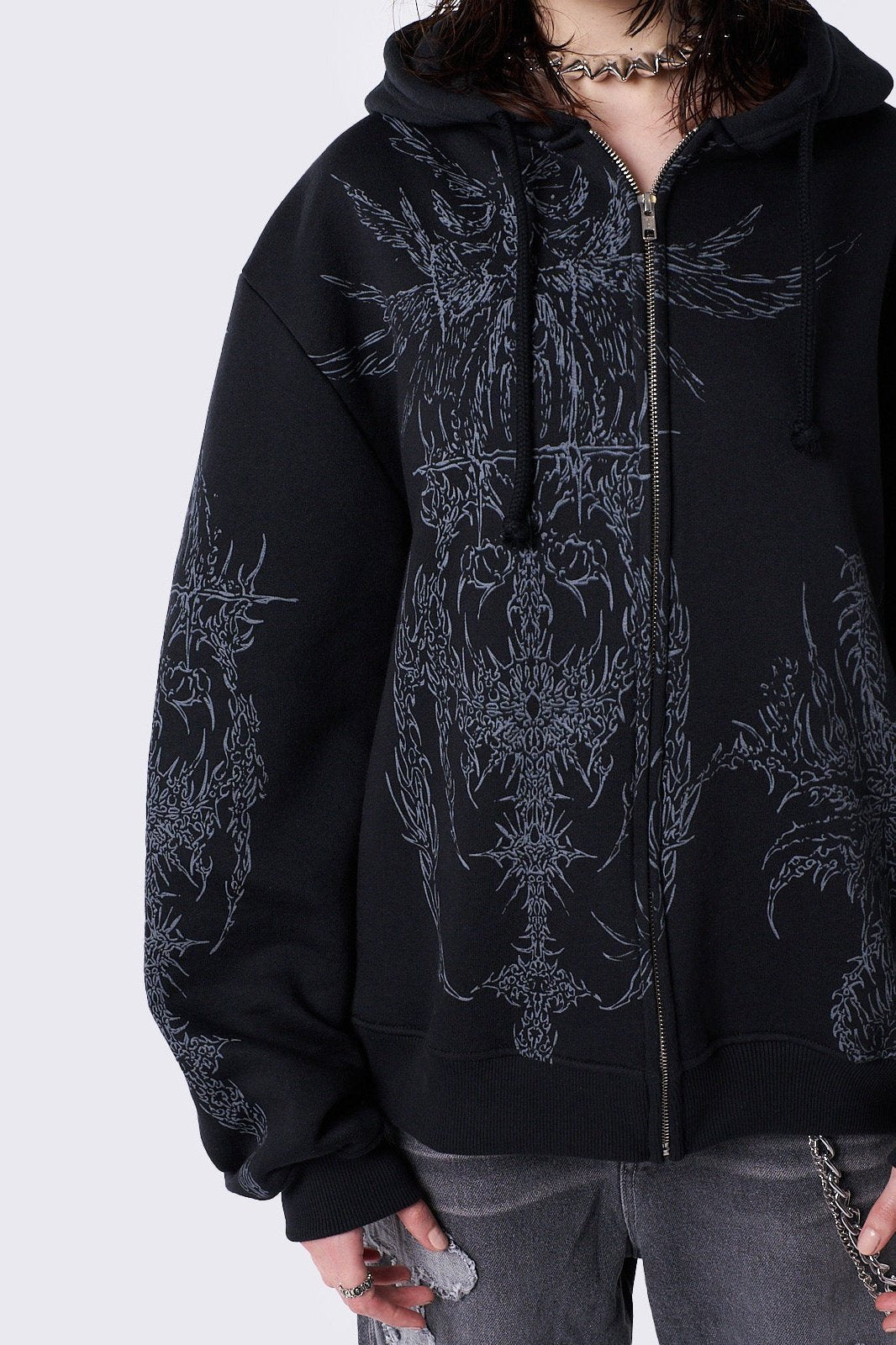 Enigmatic Black Zip Up Hoodie