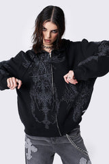 Enigmatic Black Zip Up Hoodie