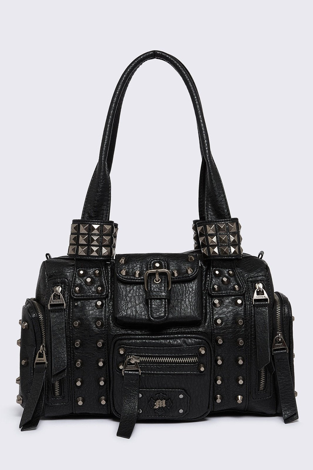 Myrrh Black Studded Faux Leather Shoulder Bag