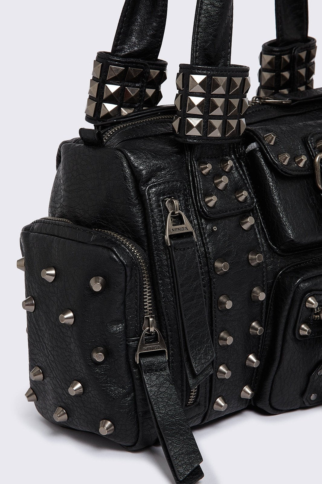 Myrrh Black Studded Faux Leather Shoulder Bag