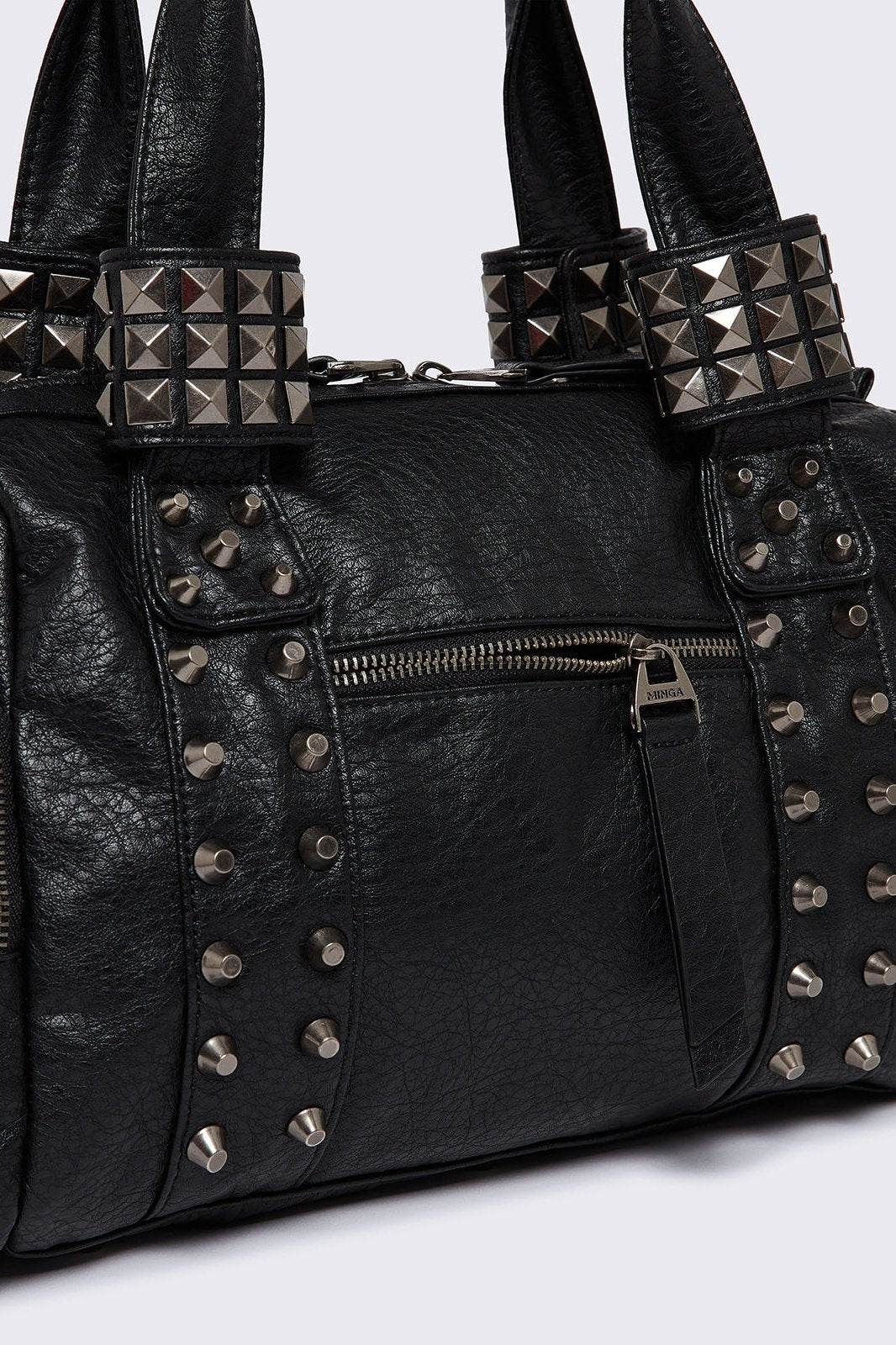 Myrrh Black Studded Faux Leather Shoulder Bag