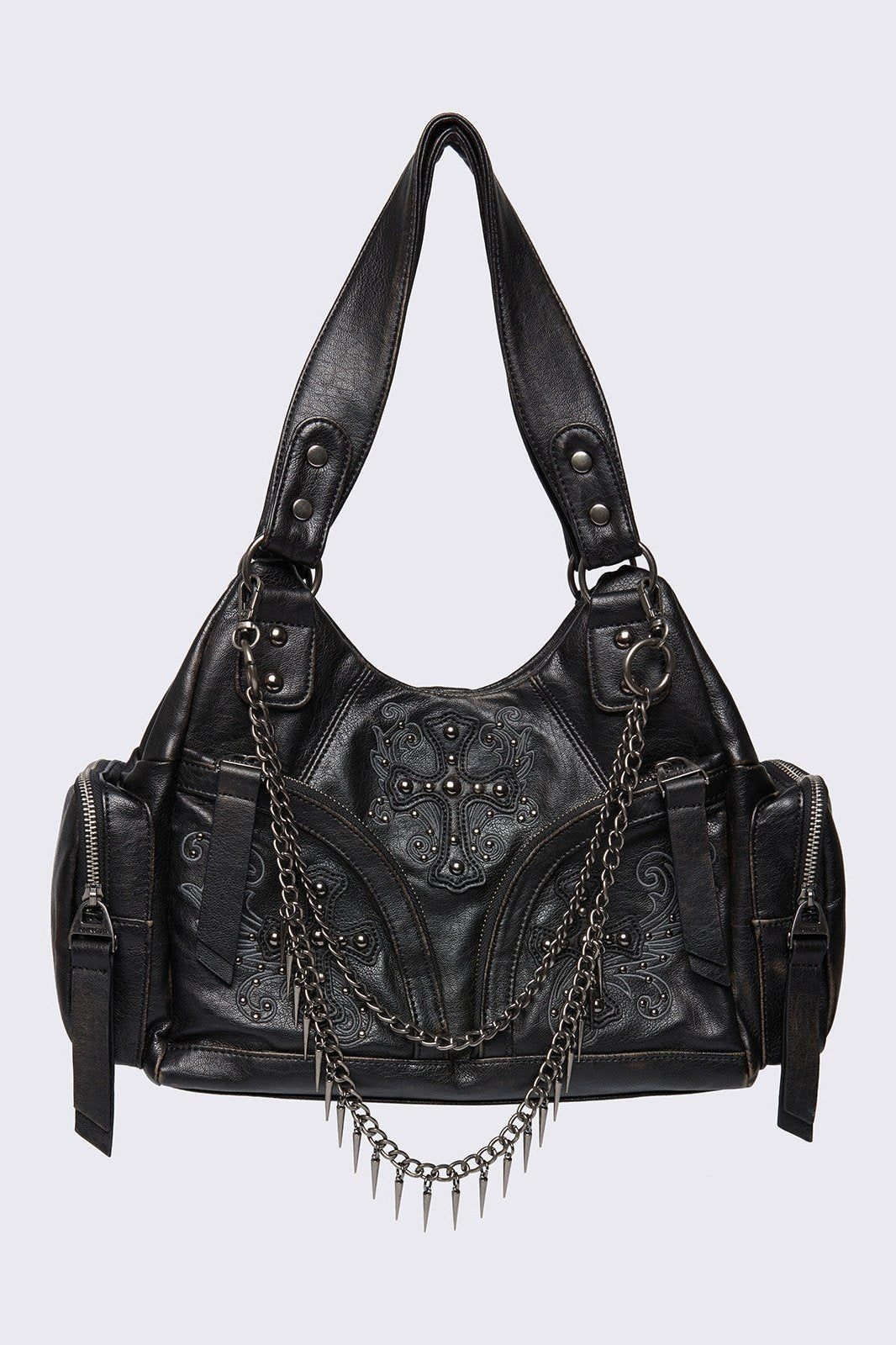 Abyss Black Faux Leather Shoulder Bag