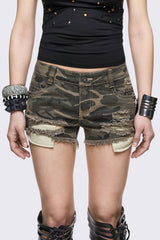Army Camo Mini Denim Shorts