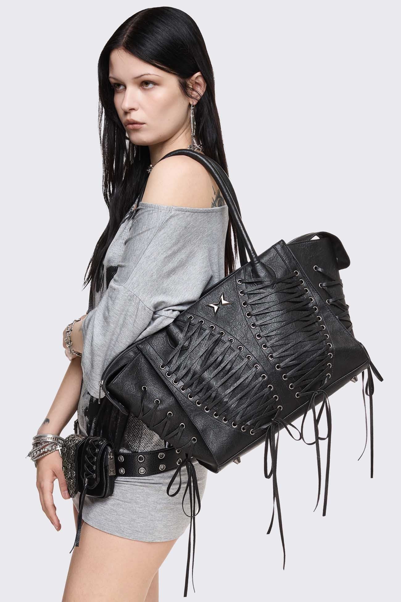 Avery Lace-Up Shoulder Bag