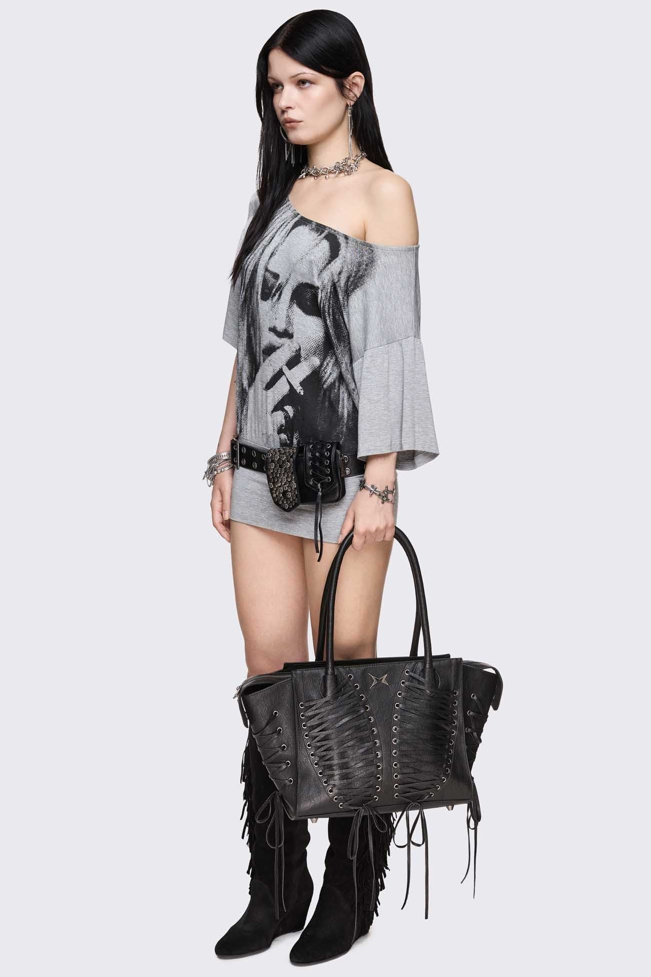 Avery Lace-Up Shoulder Bag