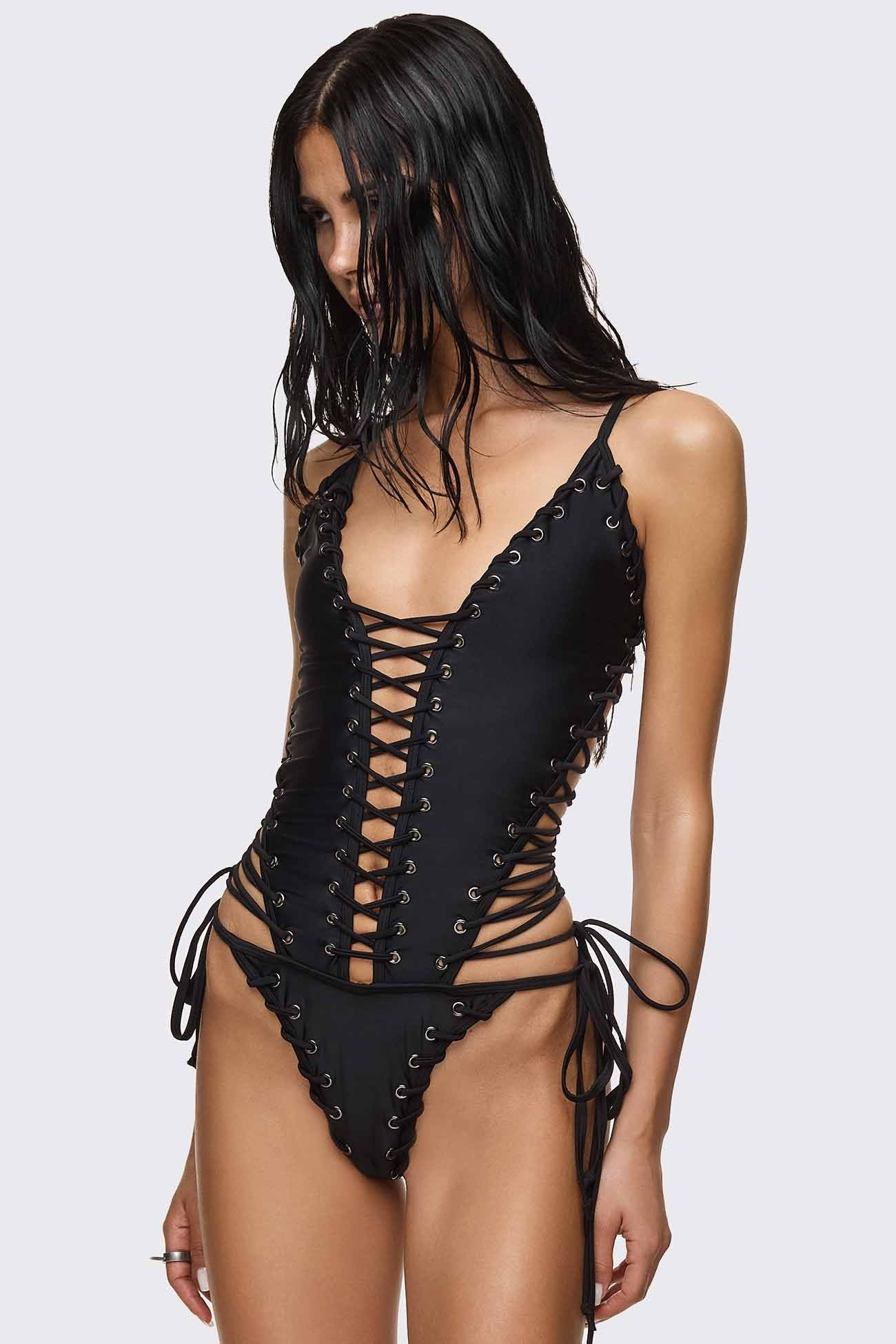 Bad Decisions Lace-up Swimsuit