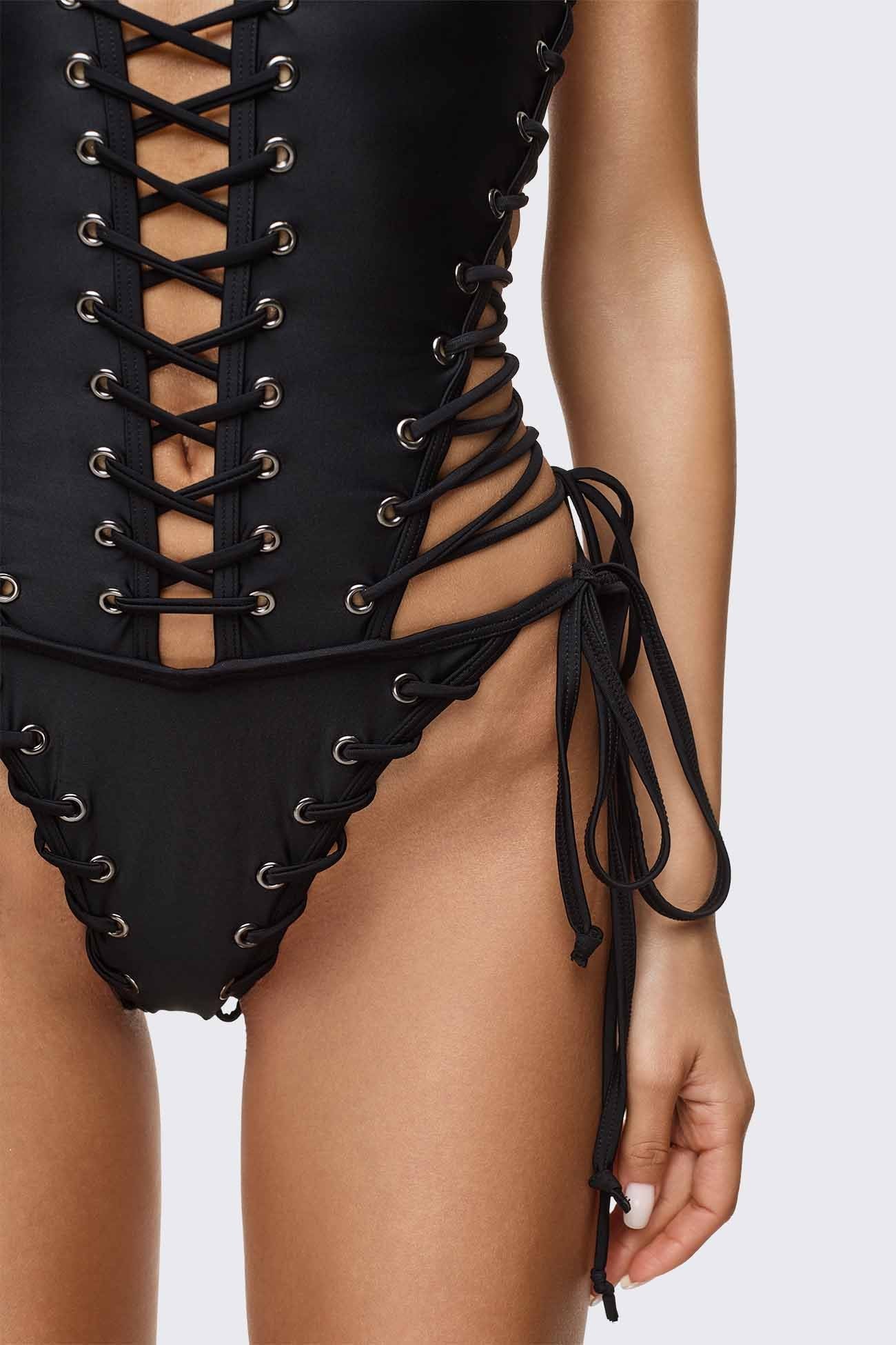Bad Decisions Lace-up Swimsuit
