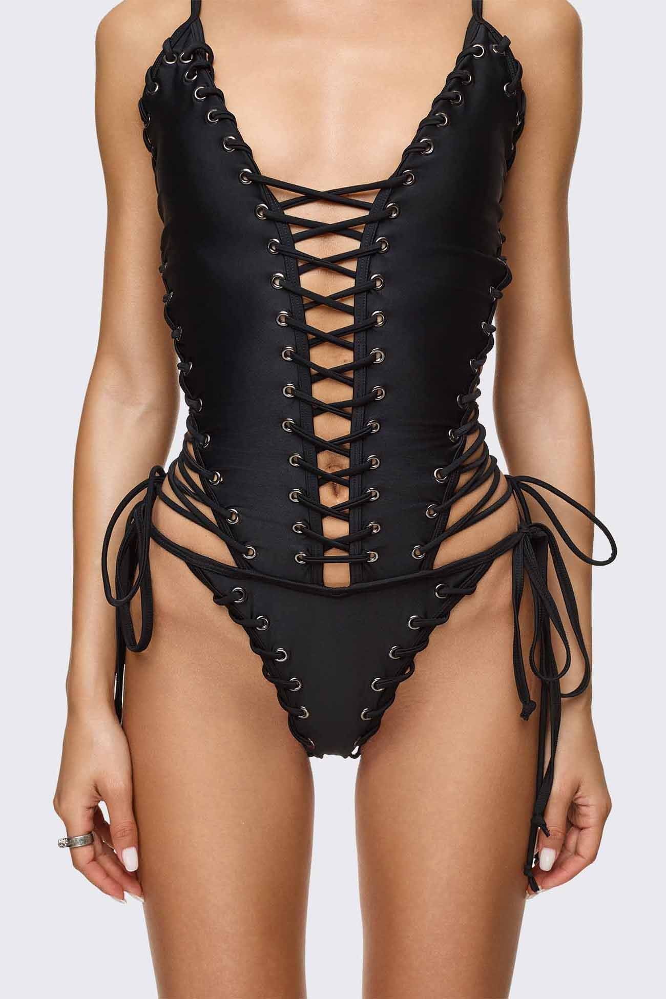 Bad Decisions Lace-up Swimsuit