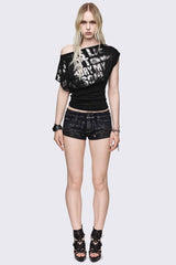 Bury My Soul Foil Off Shoulder Top