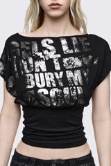 Bury My Soul Foil Off Shoulder Top