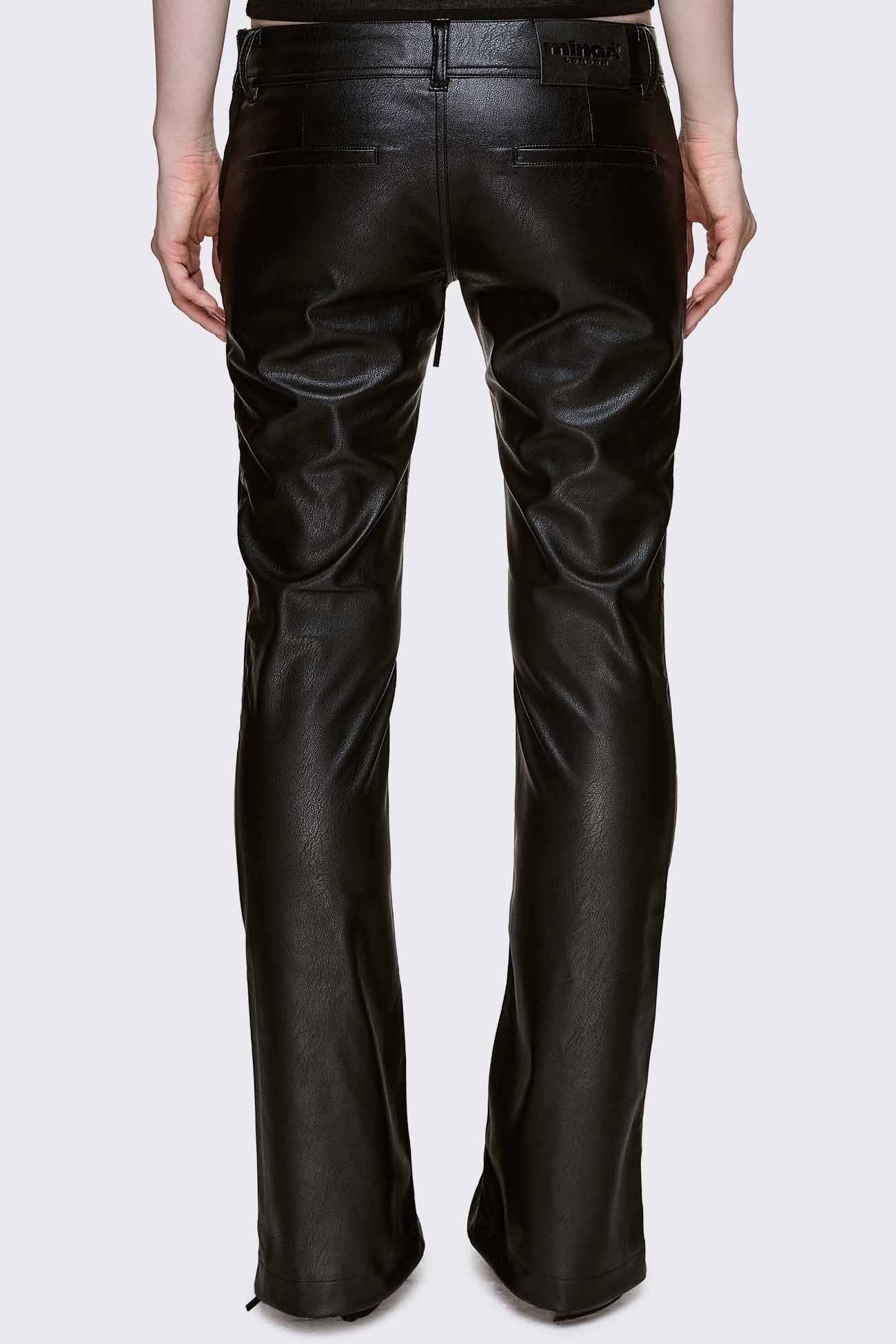 Deb Lace-Up Faux Leather Flared Pants
