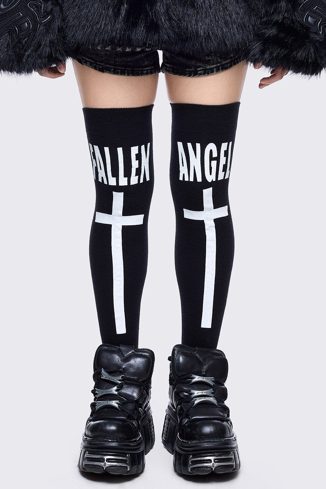 Fallen Angel Black Thigh Highs