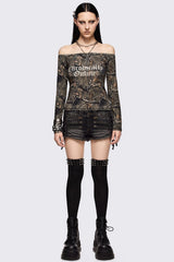 Forest Tree Camo Off-Shoulder Top
