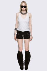 Hilda Military Mini Denim Shorts