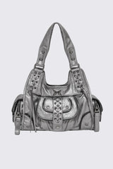Jules Silver Faux Leather Shoulder Bag