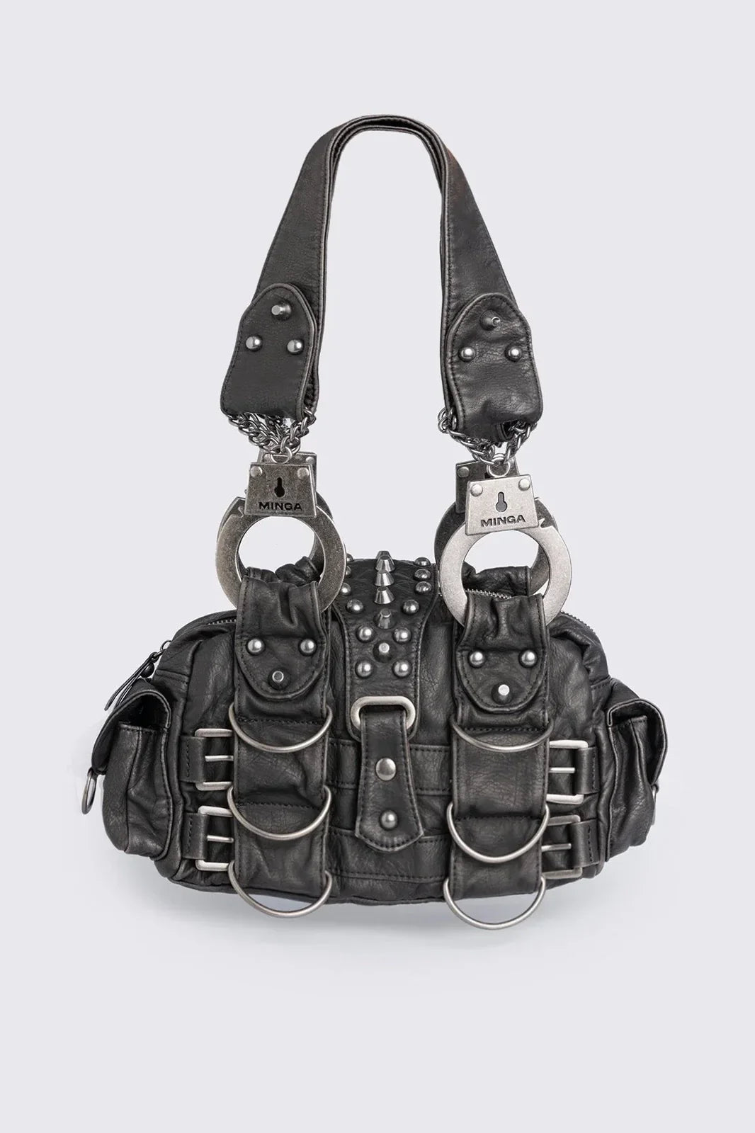 Mugshot Faux Leather Shoulder Bag