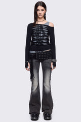 One Eye Open Slashed Top