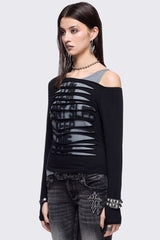 One Eye Open Slashed Top