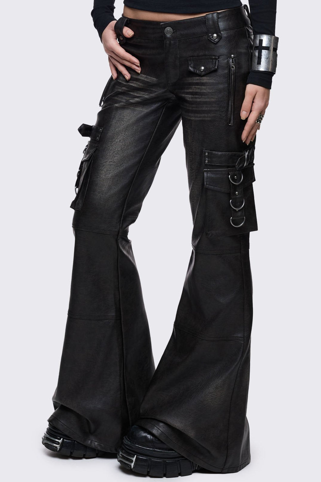 Rage Faux Leather Flared Pants