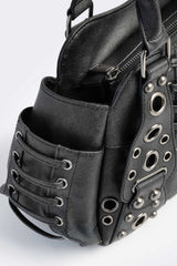 Rivet Faux Leather Shoulder Bag