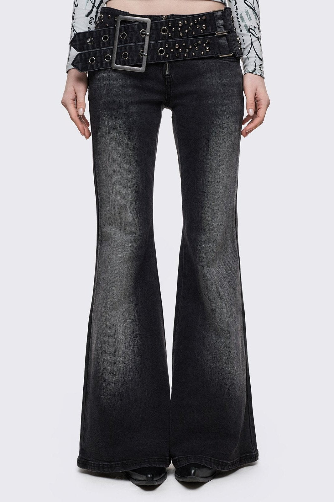 Roxie Belted Flared Jeans