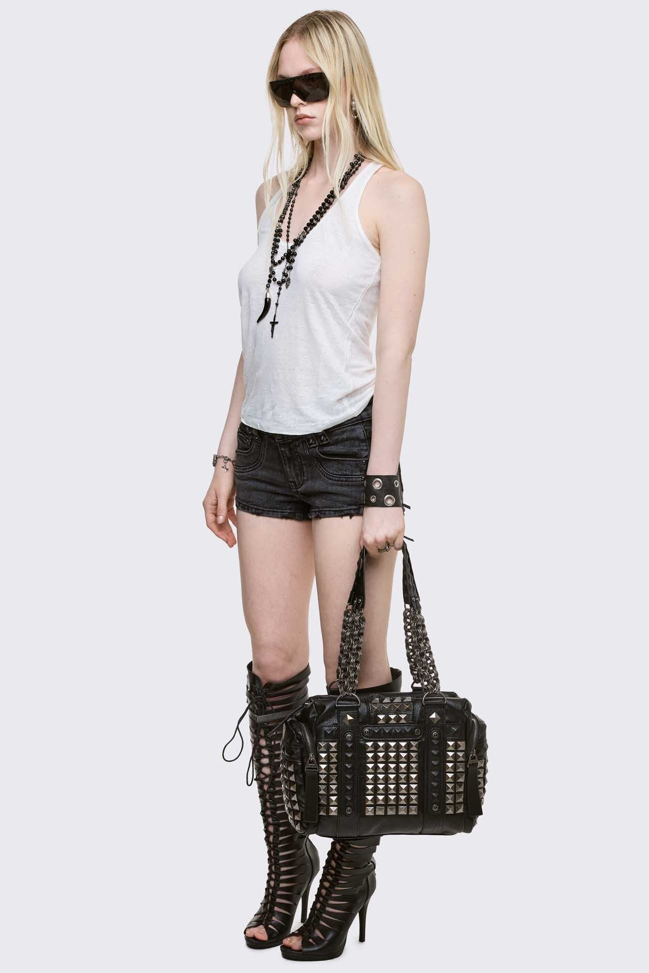 Ruthless Studded Faux Leather Shoulder Bag