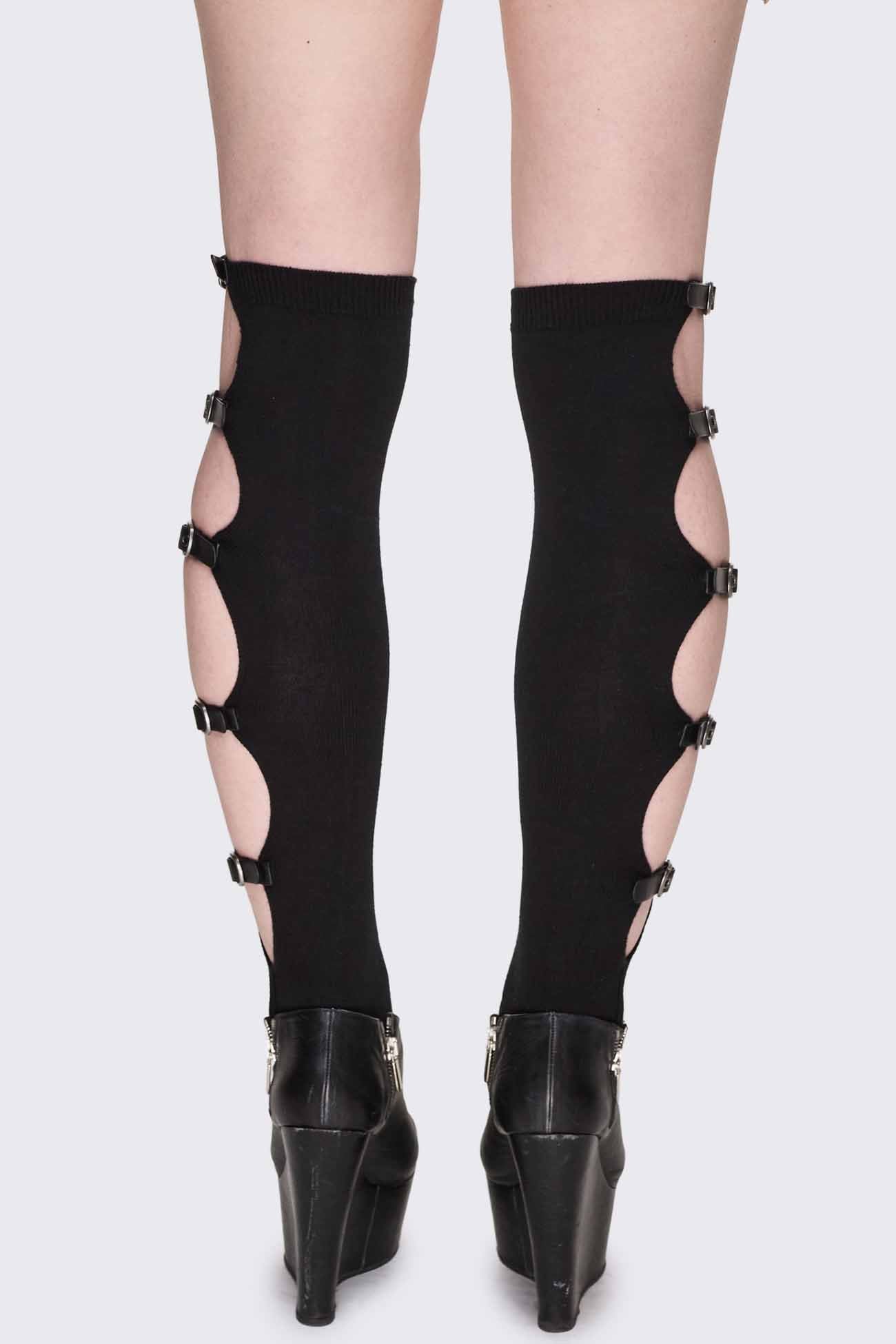 Shutdown Knee Buckle Straps High Socks