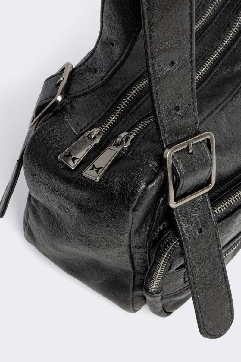 Soot Faux Leather Shoulder Bag