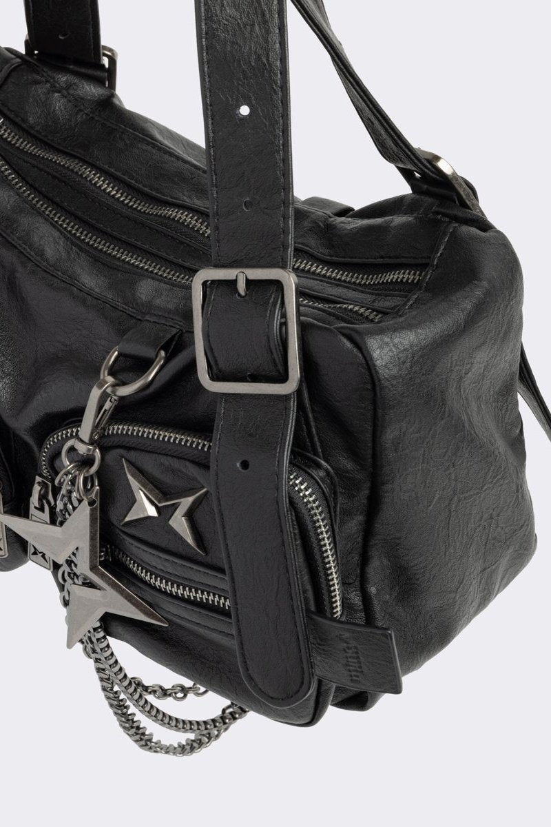 Soot Faux Leather Shoulder Bag