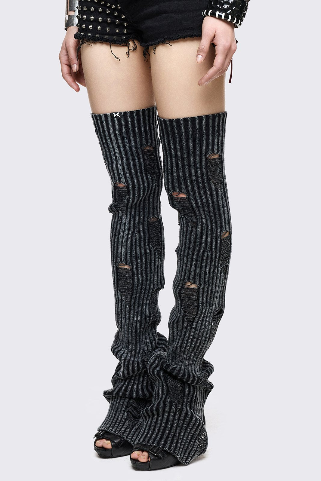 Torn Grey Leg Warmers