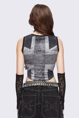 Union Jack Black Vest Top