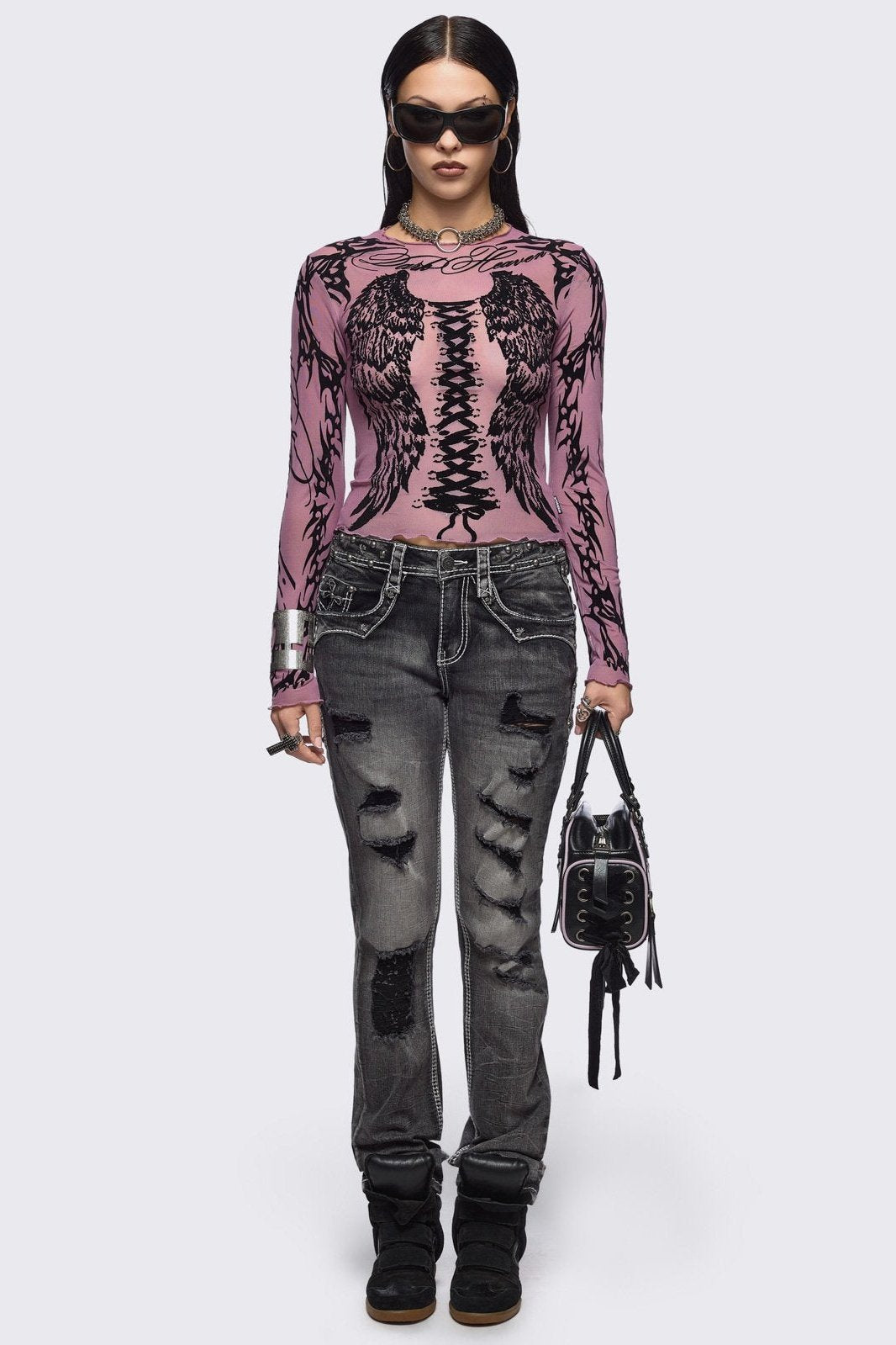 Wing It Pink Mesh Top