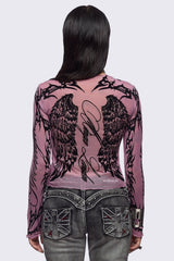 Wing It Pink Mesh Top